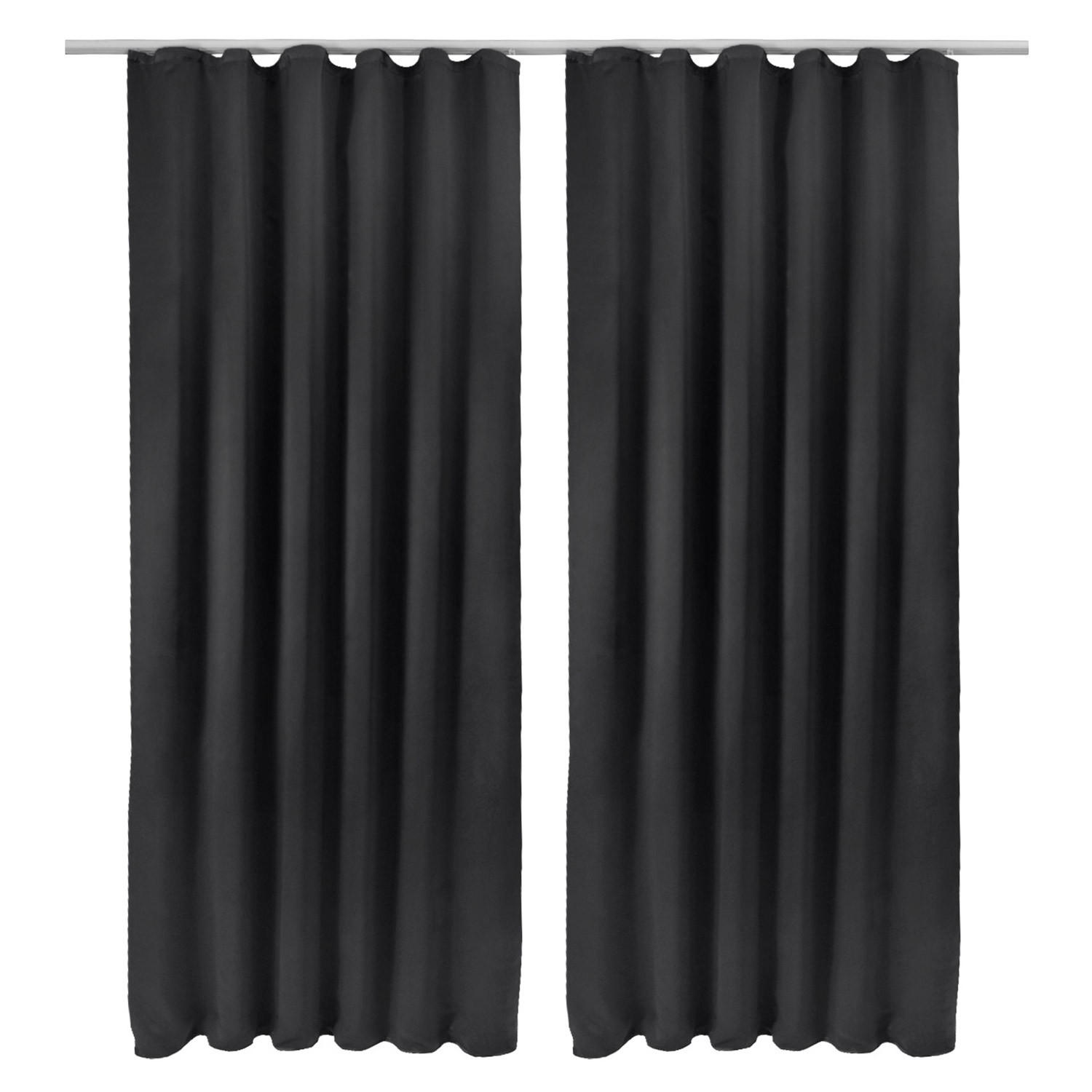 VORHANG Amelie BK mit Kräuselband 140x245cm Schwarz (2tlg) - Schwarz, Textil (140/245/1cm) - Beautissu 