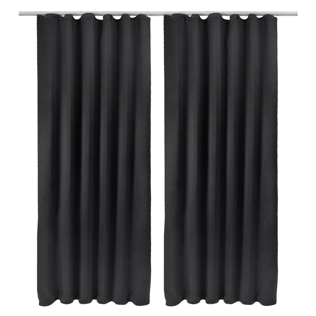 VORHANG Amelie BK mit Kräuselband 140x245cm Schwarz (2tlg) - Schwarz, Textil (140/245/1cm) - Beautissu 