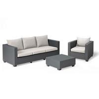 GARTENSOFA Salta 3-Sitzer mit Sessel, Tisch und Kissen in Sand - Grau, Kunststoff - Keter