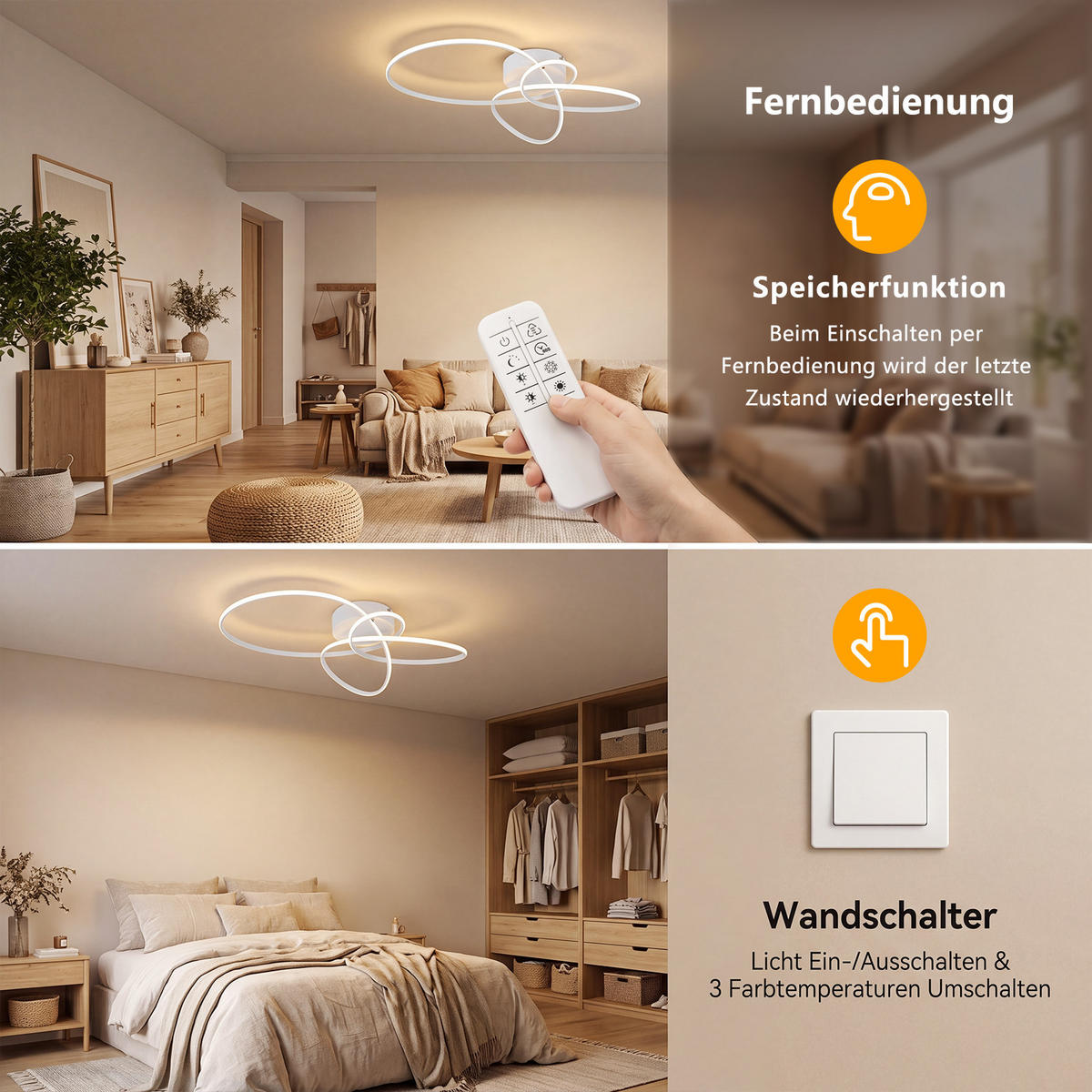 LED DECKENLEUCHTE Nythveth 52,5/35,5/11,5 cm - Weiß, Kunststoff/Metall (52.5/35.5/11.5cm) - ZMH