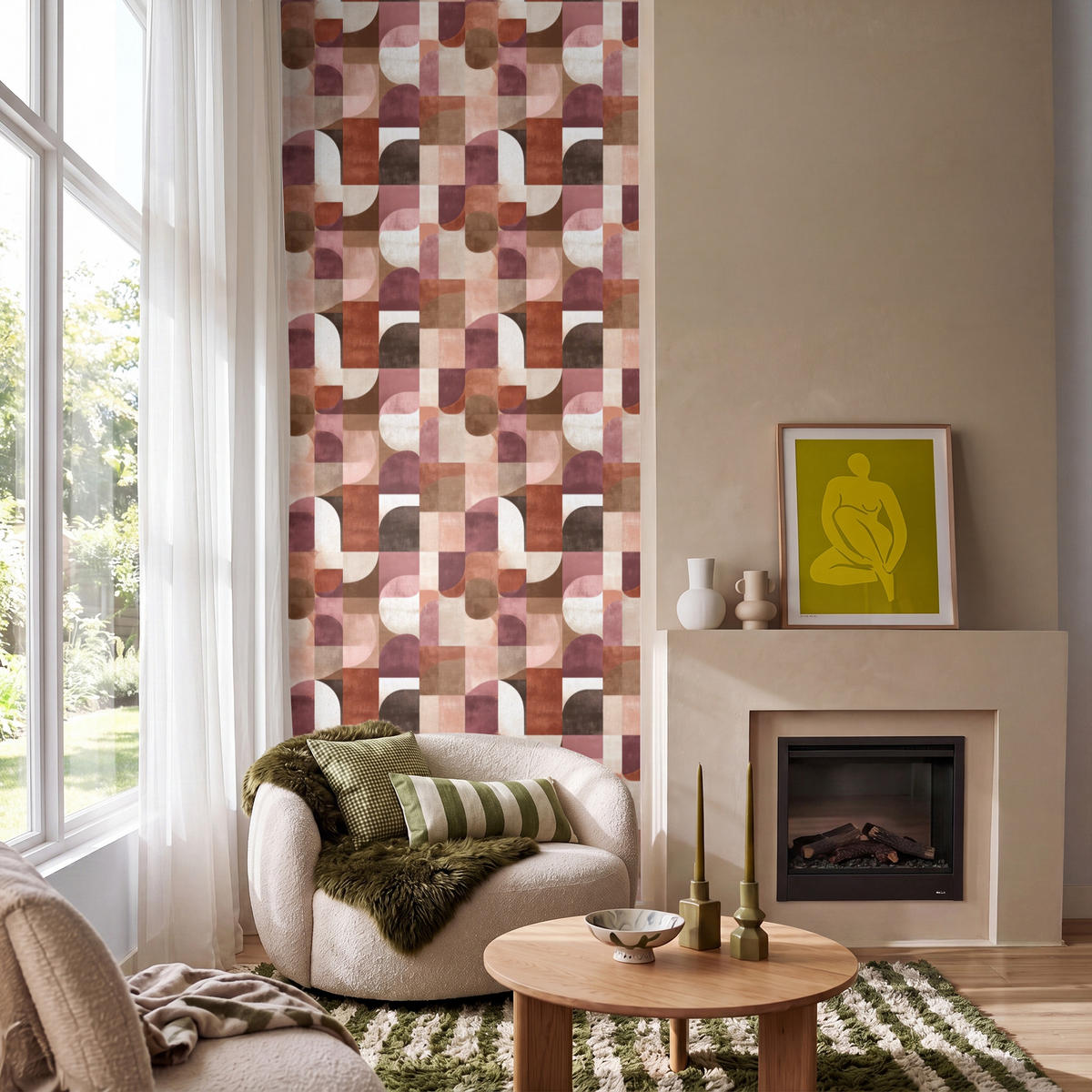 TAPETE - Geometrie - Modern - Retro - 120x280 cm - Multicolor, Papier (120/280cm) - OnlyWow