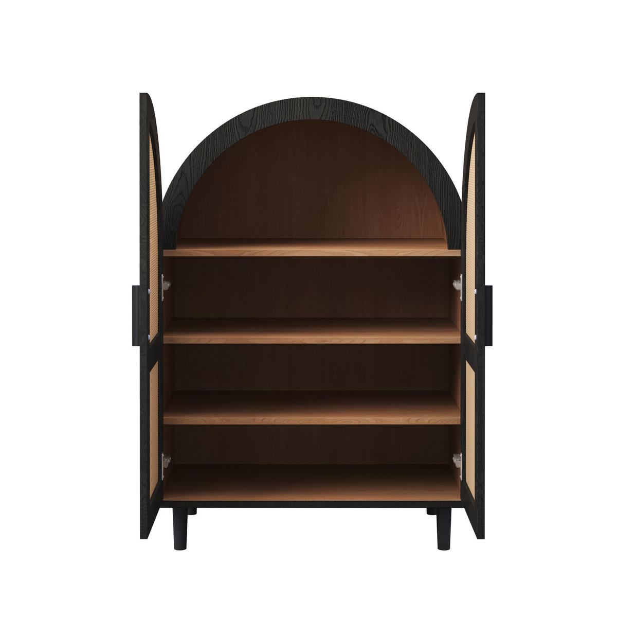 SCHUHSCHRANK 70/40/100 cm natur/schwarz aus MDF und Holzwerkstoff mit Rattantüren - Naturfarben, Holzwerkstoff (70/100/40cm) - OKWISH