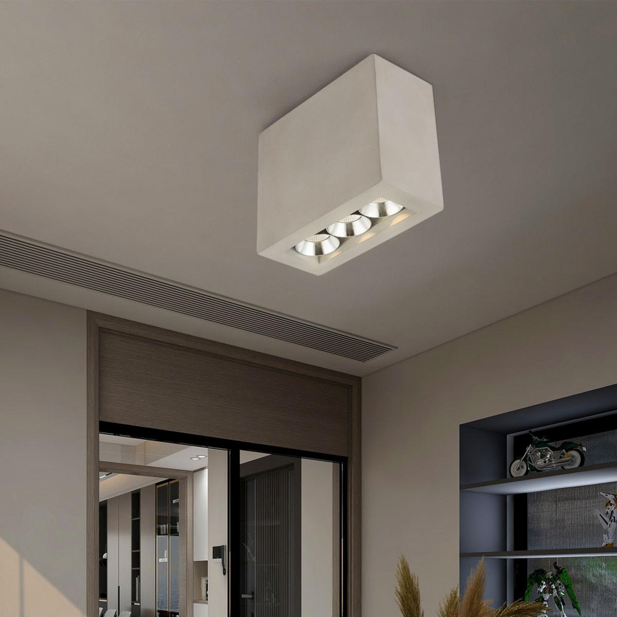 LED DECKENLEUCHTE TIMO Betonoptik Grau 2er Set - Grau, Metall (12.2/5.6/10cm) - Globo Lighting