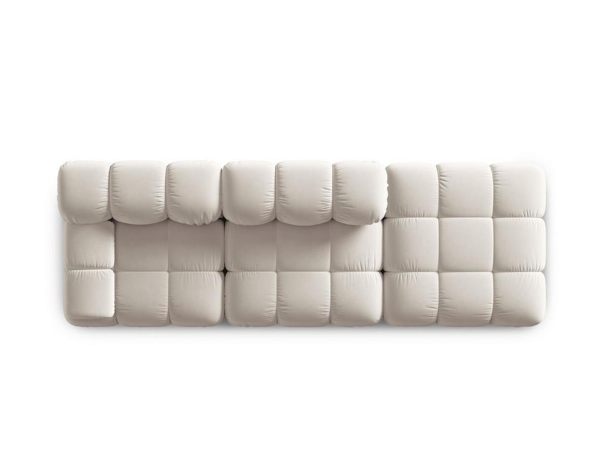 MODULARES-SOFA rechts Bellis aus Samt leichtes beige 4 Sitzplätze - Creme, Textil (94/63/282cm) - Micadoni