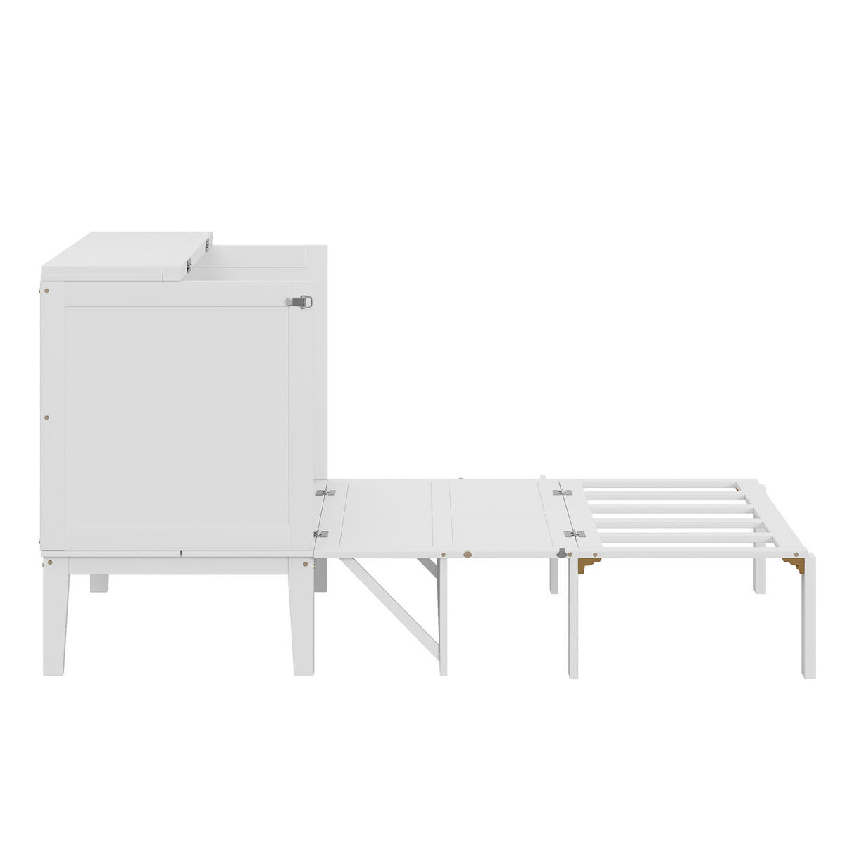 KREVET 90/200 cm sklopivi zidni krevet s letvičastim podnicama i prostorom za pohranu, Bijela - bijela, drvni materijal (90/200cm) - Redom