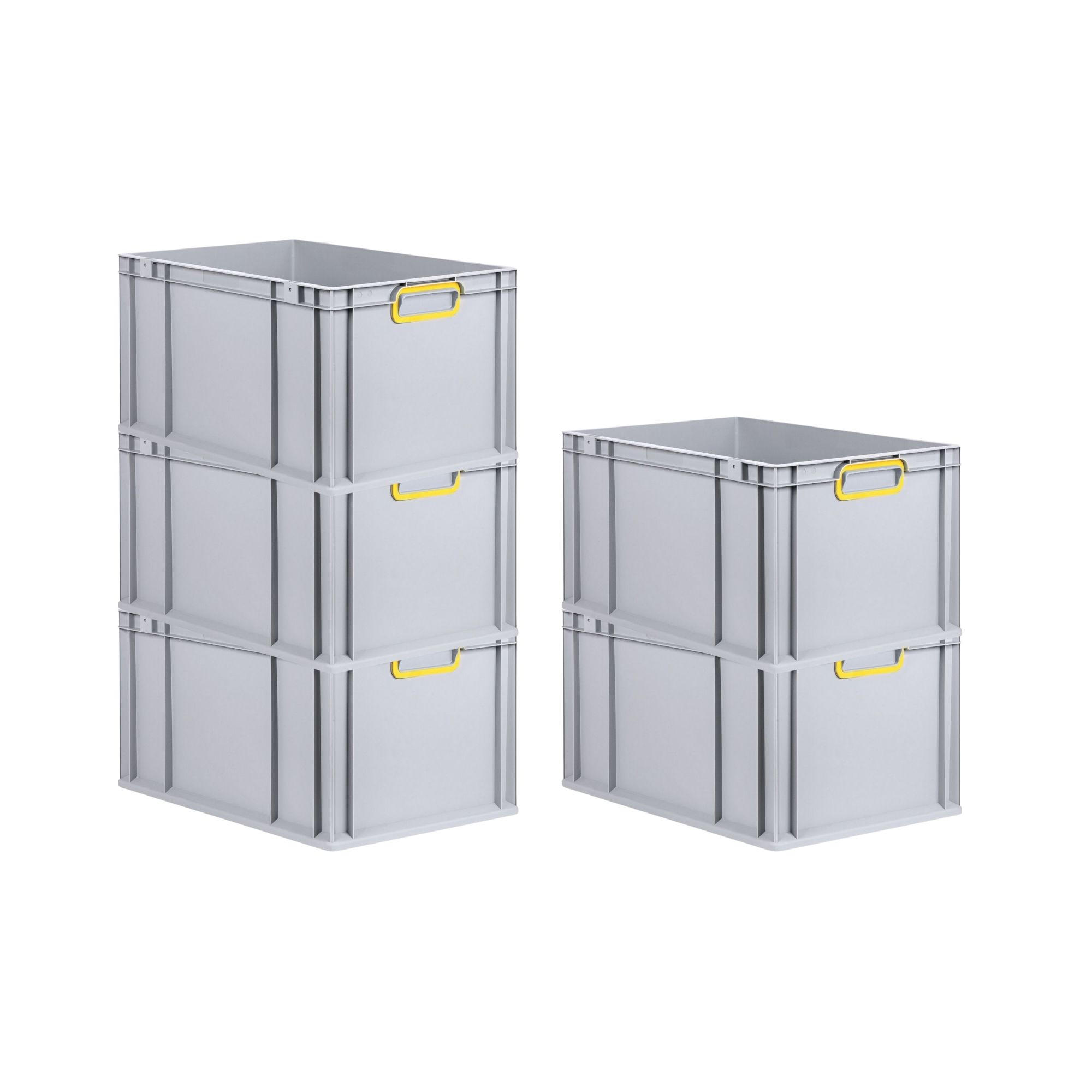 EUROBOX 5x Nextgen Color 32x40x60cm 65 Liter Griffe Gelb Geschlossen - Gelb, Kunststoff (40/32/60cm) - PROREGAL