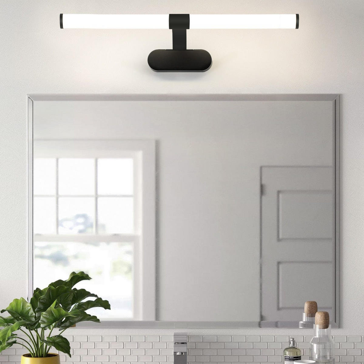SPIEGELLEUCHTE Halle 60/9.6/16.8 cm - Schwarz, Metall (60/9.6/16.8cm) - Nettlife