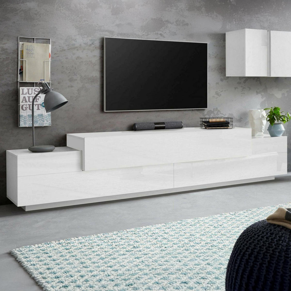 FERNSEHSCHRANK Glänzendes Weiß 45/240/52 cm - Weiß, Holzwerkstoff (240/52/45cm) - DMORA