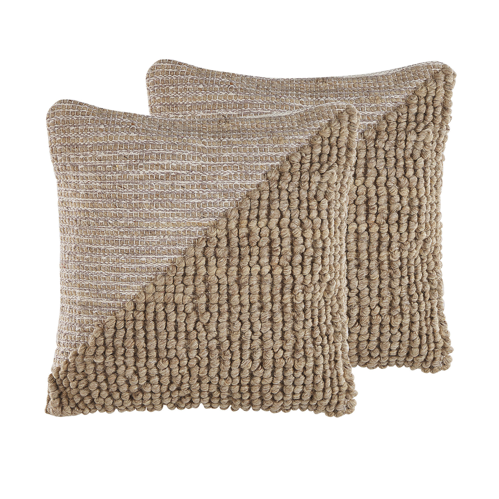 DEKOKISSEN 2er-Set Beige 45/45 cm Aslanapa - Beige, Textil (45/45cm) - Beliani