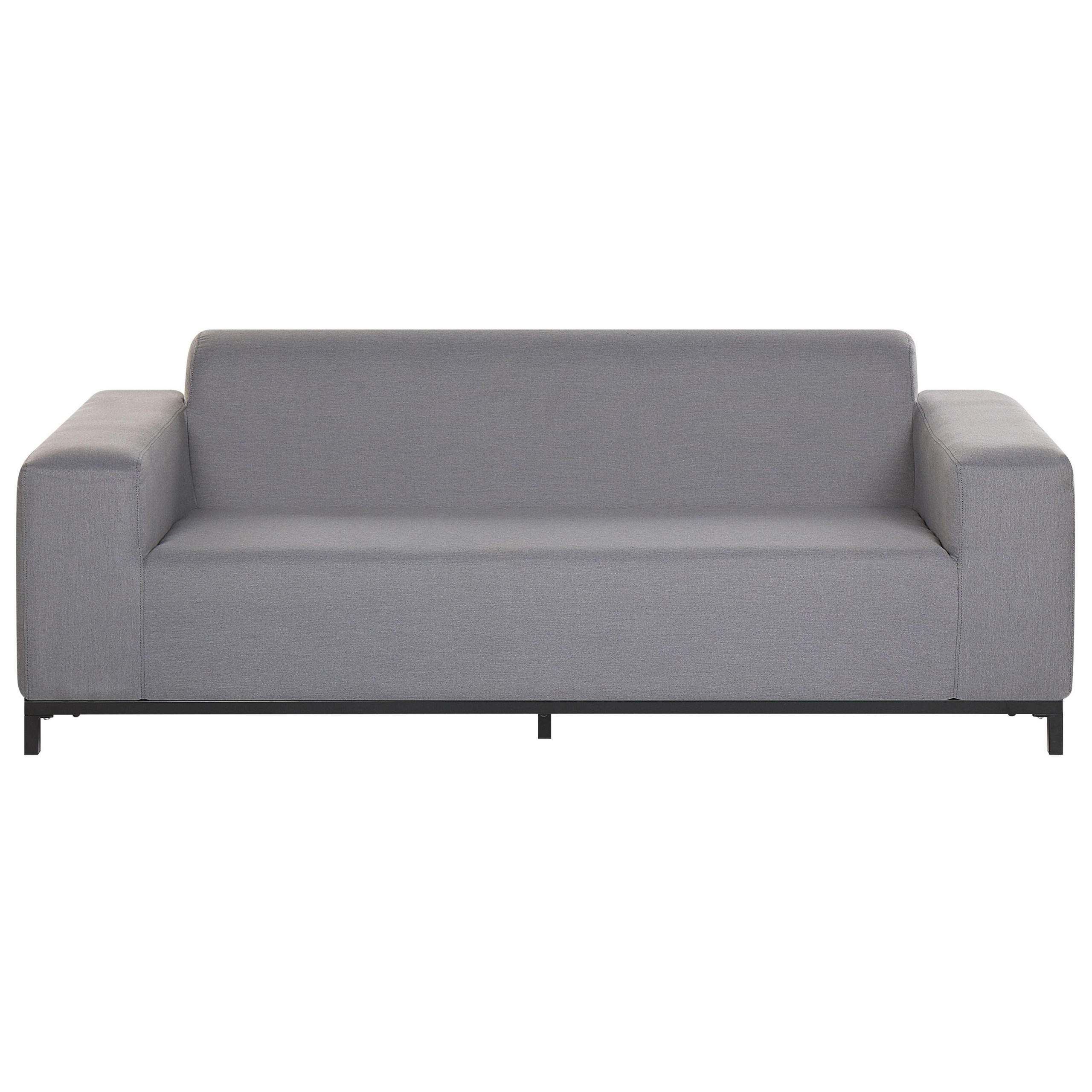 GARTENSOFA 3-Sitzer grau/schwarzes Gestell Rovigo - Schwarz/Grau, Textil (186/68/84cm) - Beliani