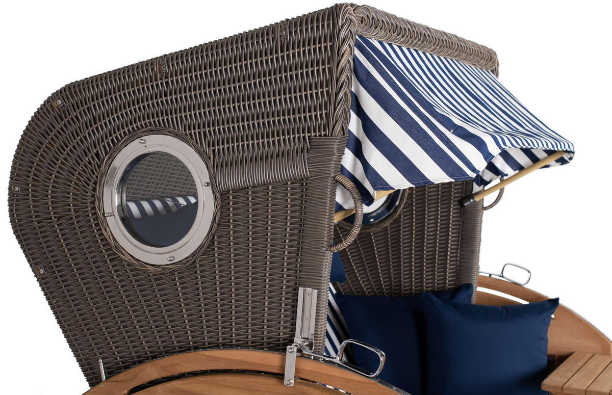 STRANDKORB XL Schillig Bullauge - Blau/Braun, Metall (142/170/95cm) - Mr. Deko