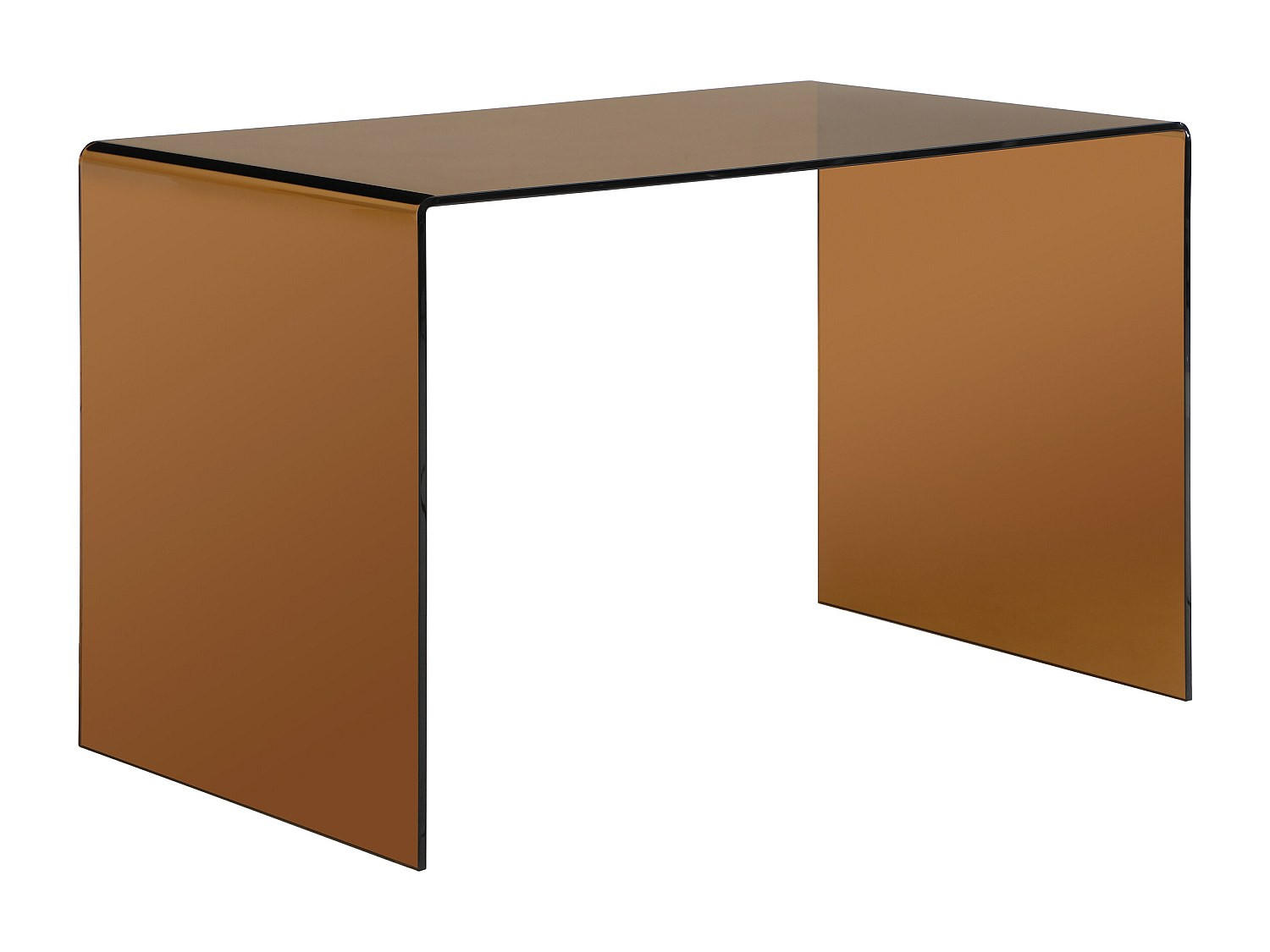 SCHREIBTISCH – getöntes Sicherheitsglas – Braun – ELSTRON - Transparent/Cognac, Glas (70/120/75cm) - Vente-Unique