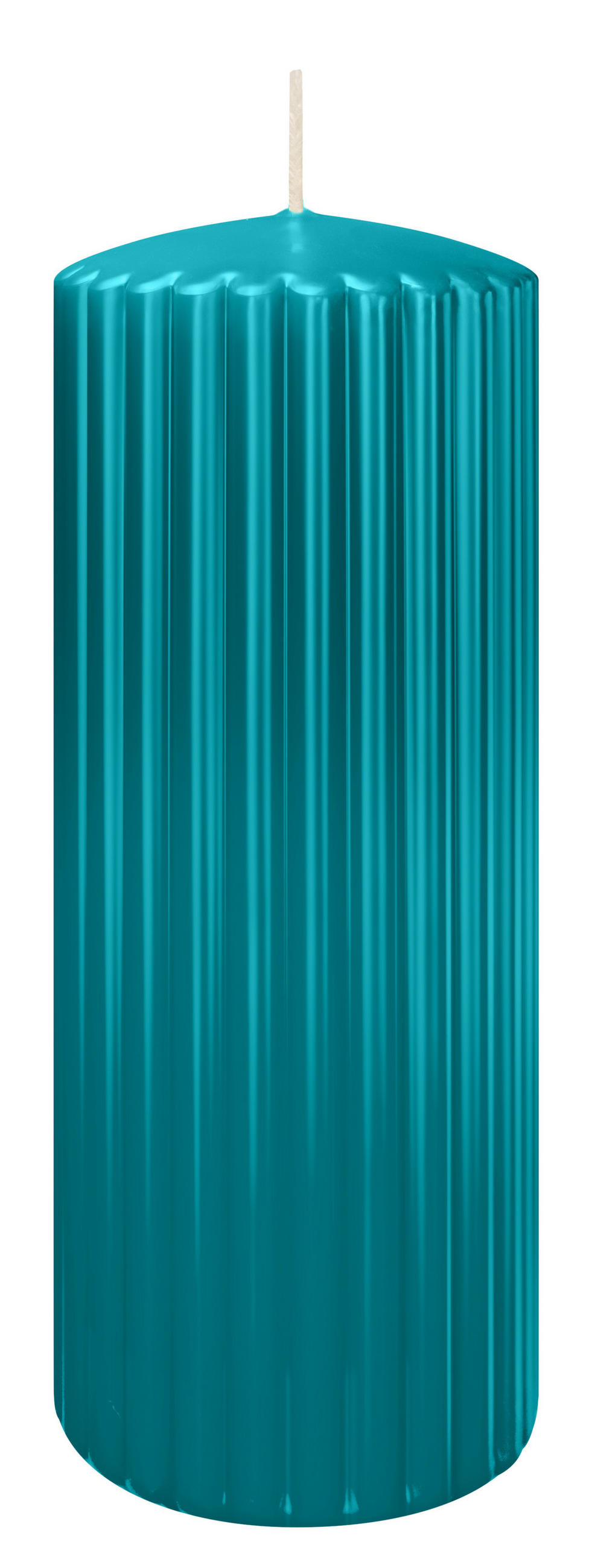 RILLEN KERZEN Azurblau 200 x Ø 80 mm, 4 Stück - Hellblau, Paraffin (8/20/20cm) - Wiedemann Kerzen