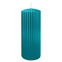 RILLEN KERZEN Azurblau 200 x Ø 80 mm, 4 Stück - Hellblau, Paraffin (8/20/20cm) - Wiedemann Kerzen