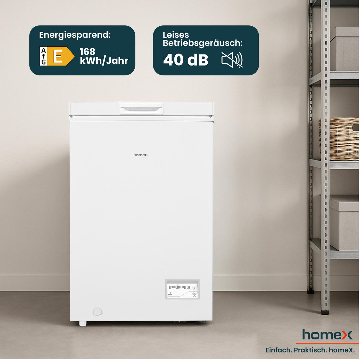 GEFRIERTRUHE, klein - 98L Nutzinhalt, 4-Sterne Gefrieren, Super-Frost-Funktion, LED-Display, inkl. Ablagekorb - Weiß, Kunststoff/Metall (54.5/84.5/54.5cm) - homeX