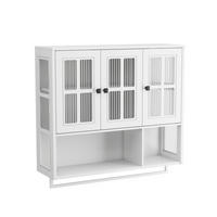 KÜCHENOBERSCHRANK 88/26/82,5 cm in Weiß mit Glasfront und verstellbaren Böden - Weiß, Holzwerkstoff (88/82.5/26cm) - BEAOK