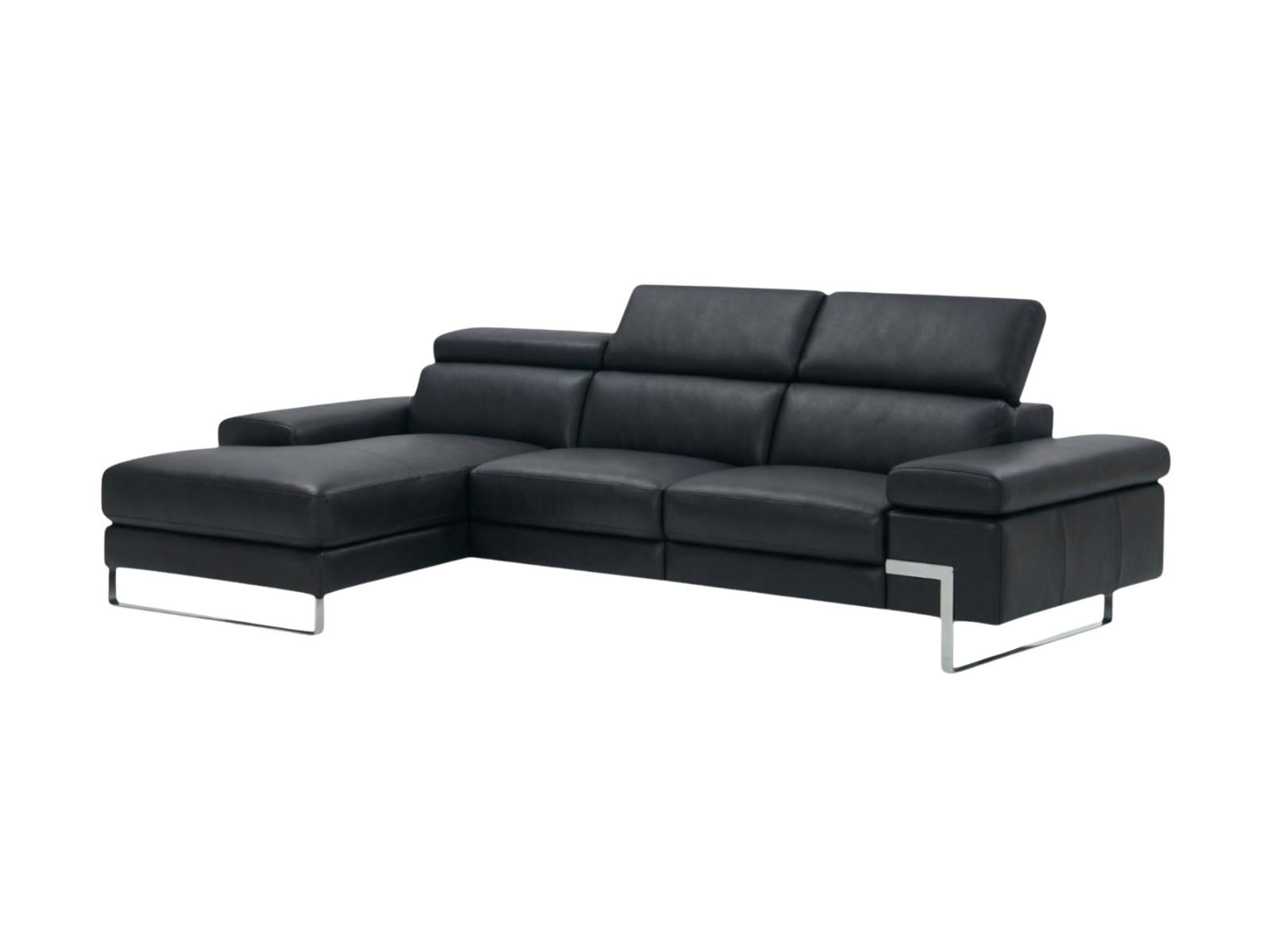 ECKSOFA Lete Echtleder Schwarz - Schwarz, Leder/Metall (232/160cm)