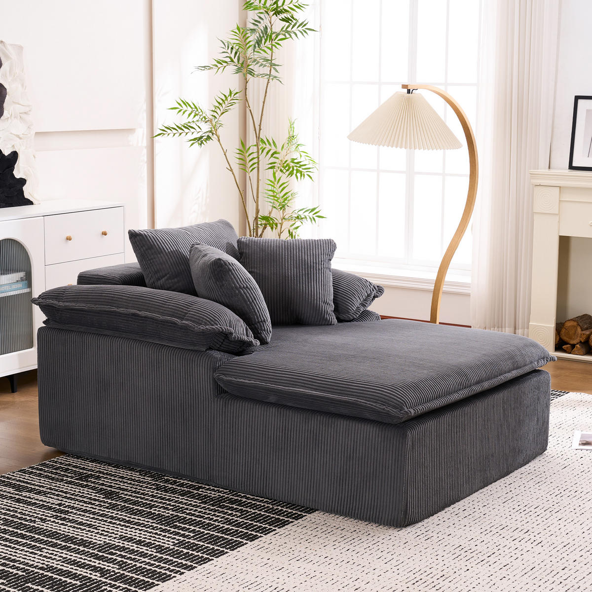 RELAXSOFA Cordstoff ergonomisch und ohne Montage 177/122/92 cm Grau - Grau, Textil (122/92/177cm) - Redom