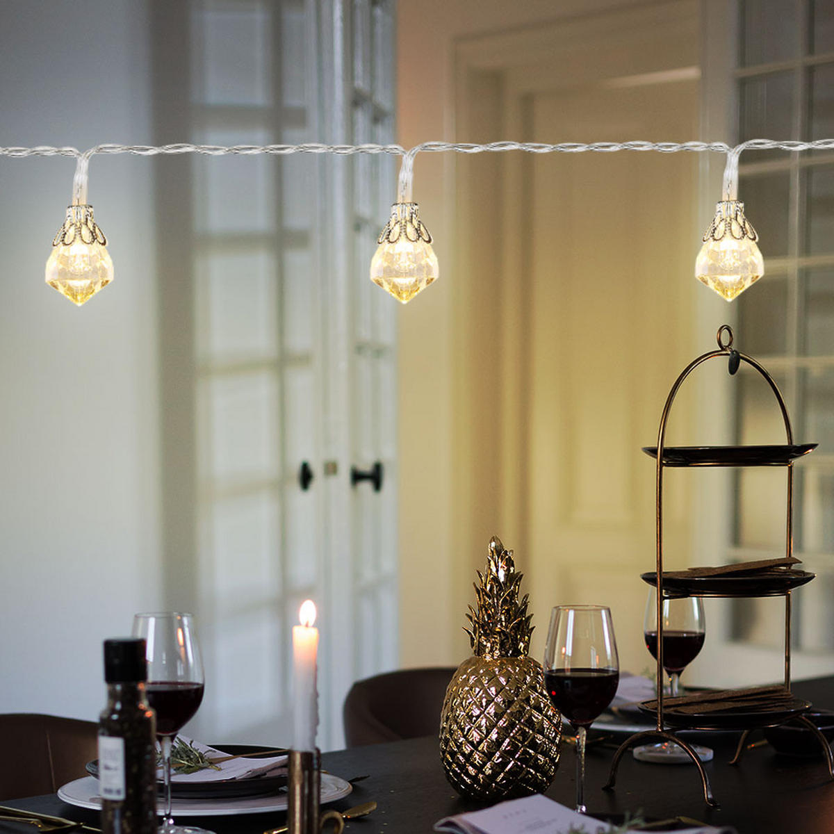 LED DEKOLEUCHTE Silber Kristall Design - Silberfarben, Kunststoff (120/2.2/2.7cm) - Globo Lighting