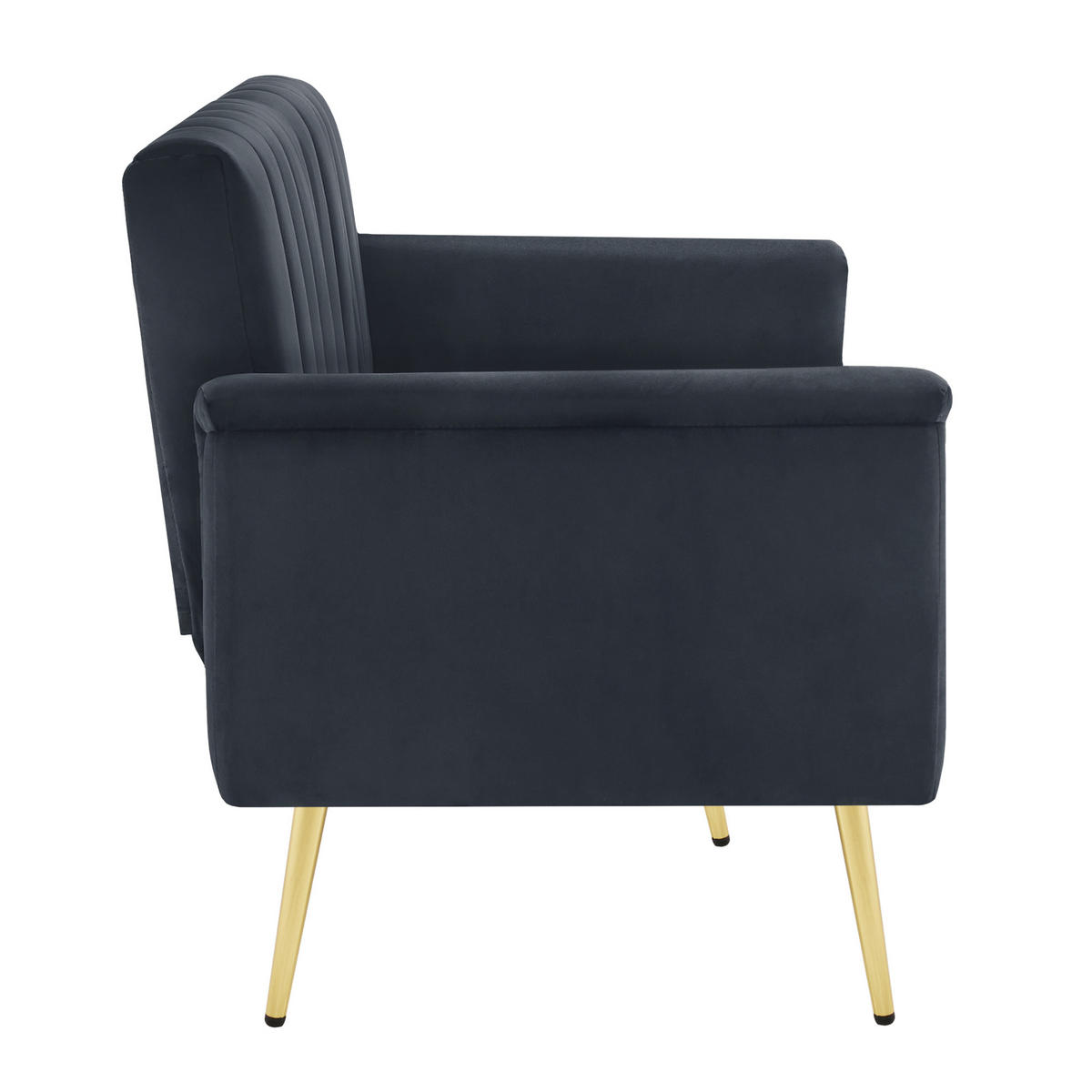 SCHLAFSOFA 183/76/75 cm Schwarz mit Stützbeine aus Metall - Schwarz, Textil (183/75/76cm) - Oxeza
