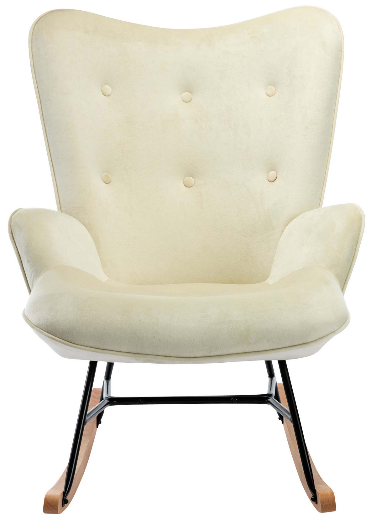 SCHAUKELSTUHL Sanna Samt, Gestell Buchenholz natur / Metall Schwarz Creme - Naturfarben, Holz/Textil (71/98/88cm) - TPFLiving