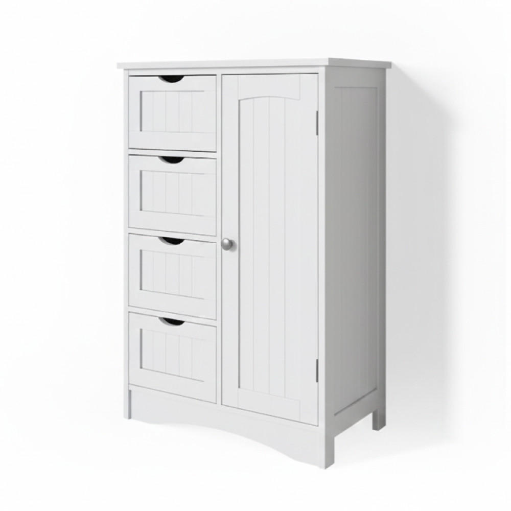BADSCHRANK Bianco Weiß 55 x 81 cm - Weiß, Holzwerkstoff (55/81/30cm) - Vicco