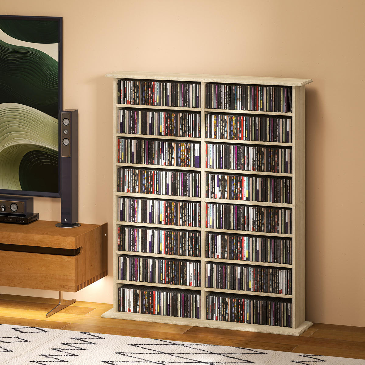 CD-REGAL DE-14452 16 Fächer, 12 verstellbare Böden Naturholz - Naturfarben, Holzwerkstoff (24/126.3/106.5cm) - ComfortXL