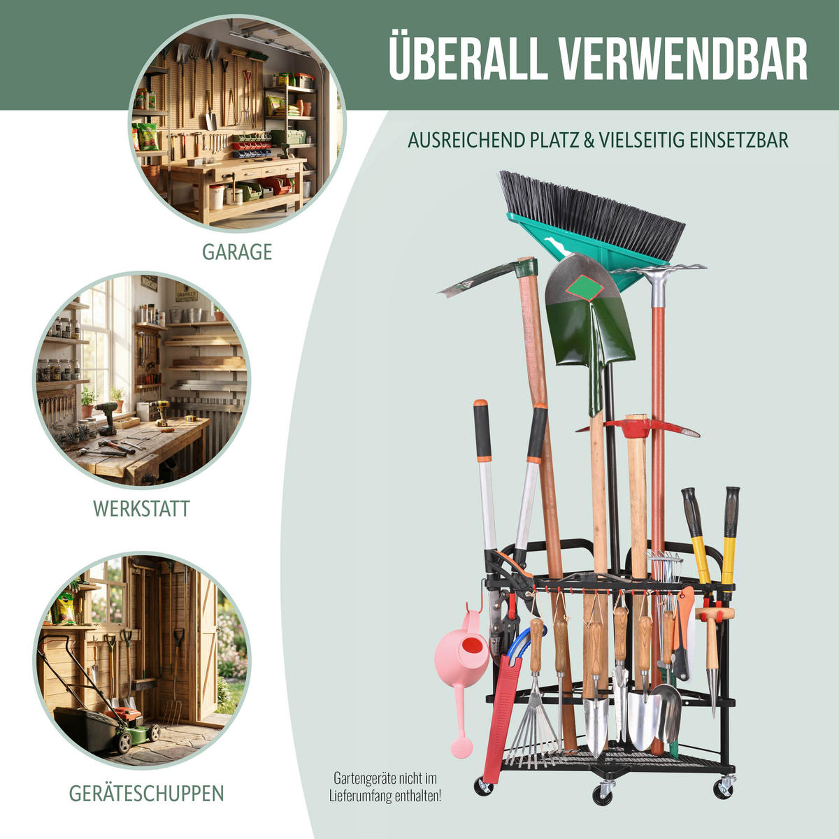 GARTENGERÄTE-ORGANIZER - Schwarz, Metall (62.5/63/62.5cm) - eluno