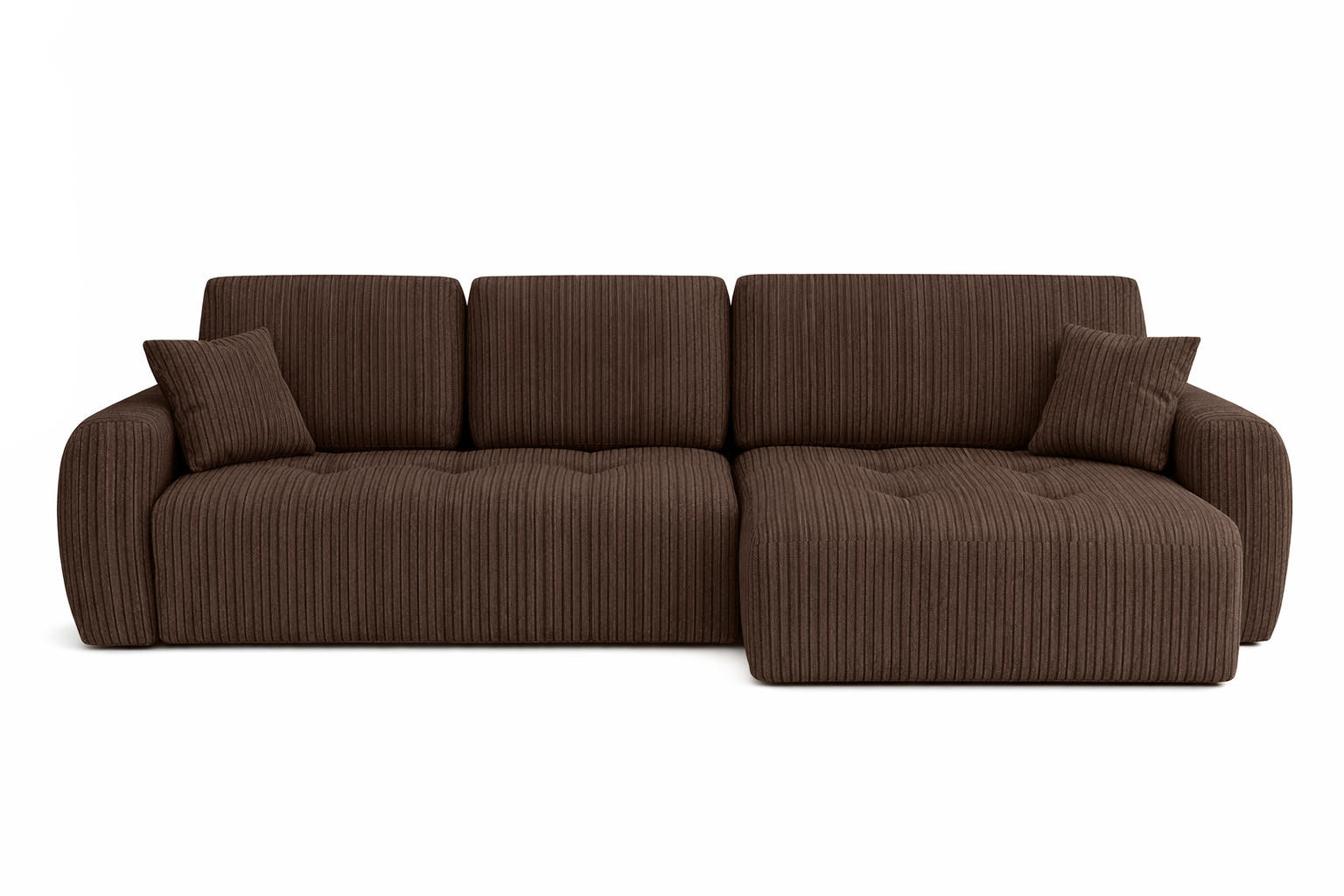 ECKSOFA Mit Schlaffunktion Und Bettkasten L-Form Ivo L, Cordstoff Poso, Braun, Rechts - Braun, Holz (250/142cm) - Kaiser Möbel