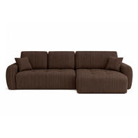 ECKSOFA Mit Schlaffunktion Und Bettkasten L-Form Ivo L, Cordstoff Poso, Braun, Rechts - Braun, Holz (250/142cm) - Kaiser Möbel
