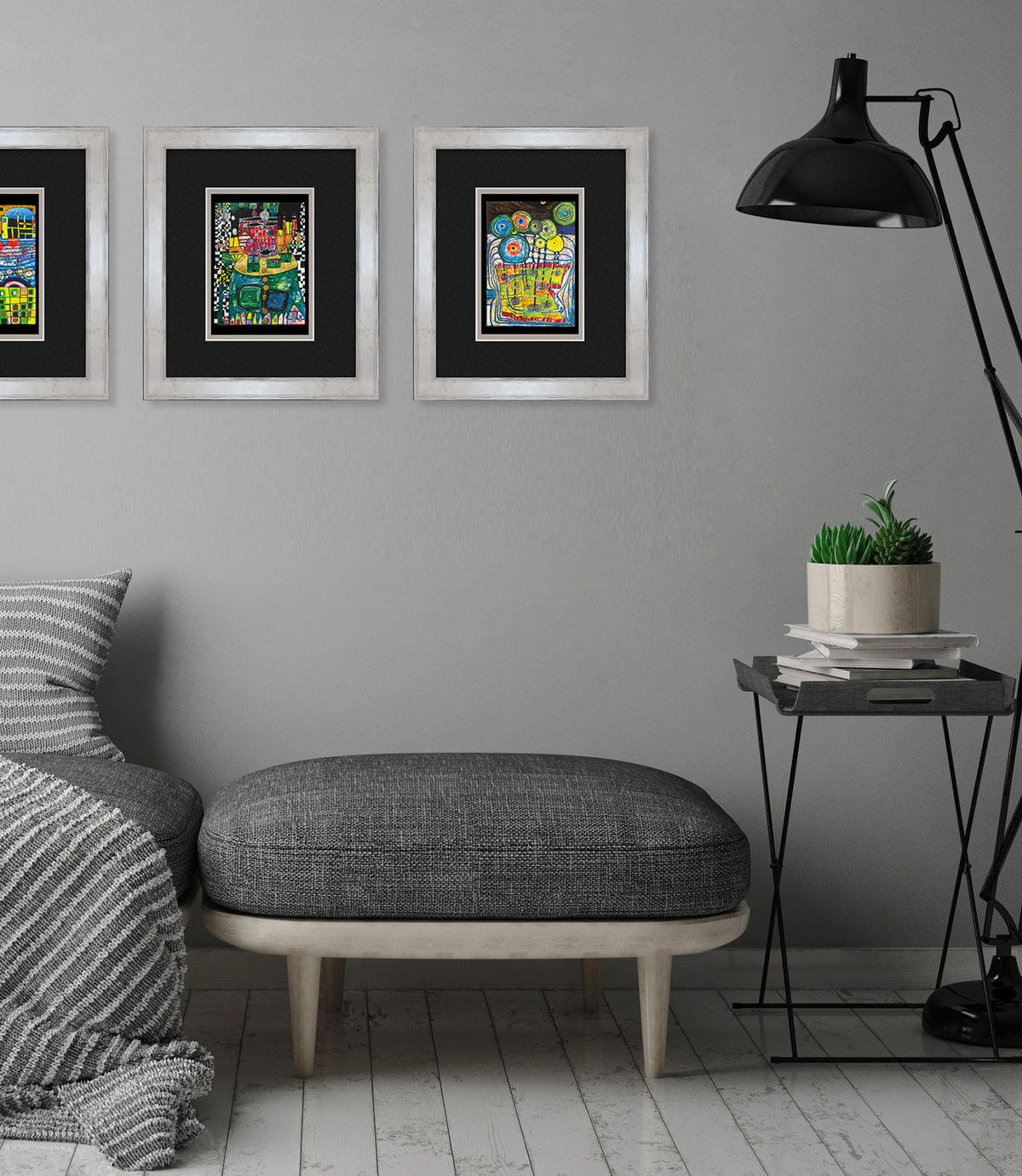 BILD gerahmt 30x35 cm Friedensreich Hundertwasser „Park“ - Gelb, Holz (30/35cm) - artissimo