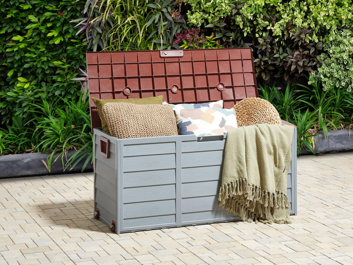 AUFBEWAHRUNGSBOX Grau Locarno - Braun/Grau, Kunststoff (112/53/50cm) - Beliani