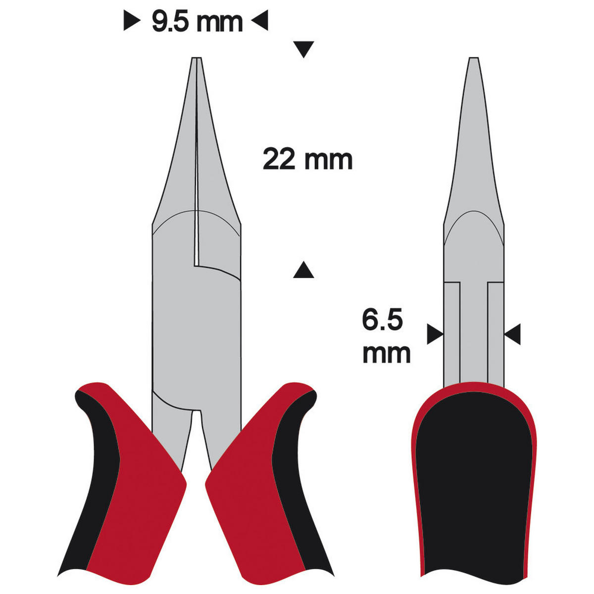 FLACHRUNDZANGE, mit kreuzgezahnten Greifflächen, EGB/ESD - Multicolor, Kunststoff (120/70/15cm) - WETEC