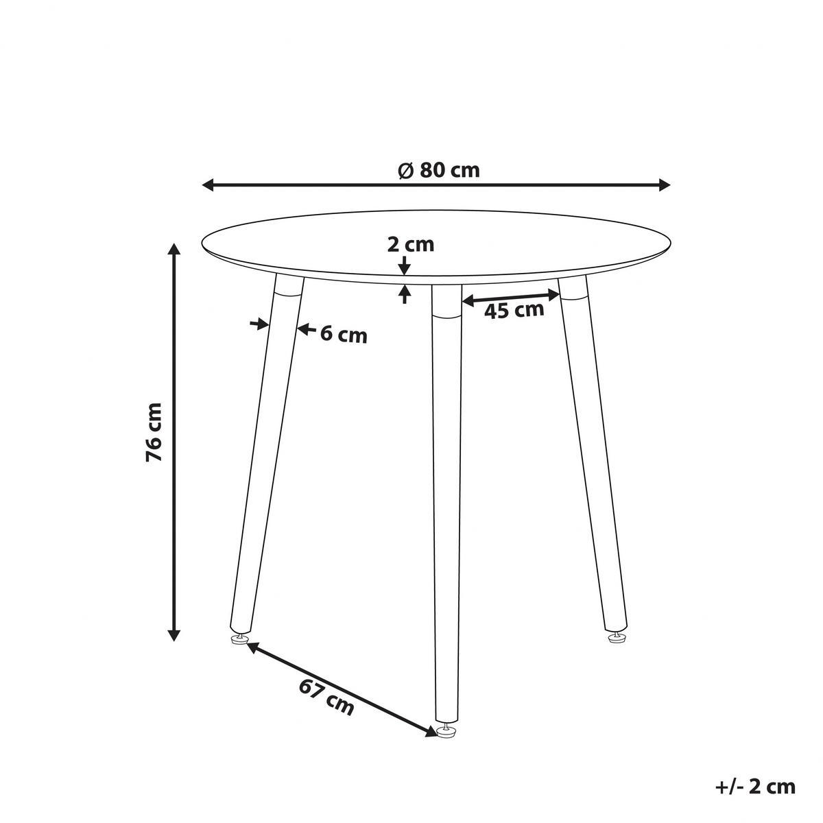 ESSTISCH 80/80/76 cm Weiß, Hellbraun Rund Boma - Weiß, Holzwerkstoff (80/80/76cm) - Beliani