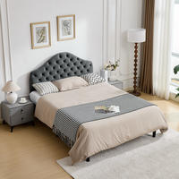BETT mit verstellbarem Kopfteil 140x200 cm Samt Grau - Grau, Holz (140/200cm) - Meubliv