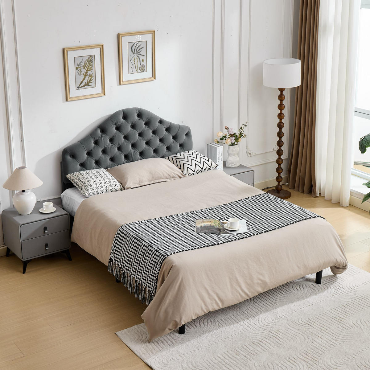 POLSTERBETT 140/200 cm DE-32939 mit verstellbarem Kopfteil Grau - Grau, Metall (140/200cm) - ComfortXL