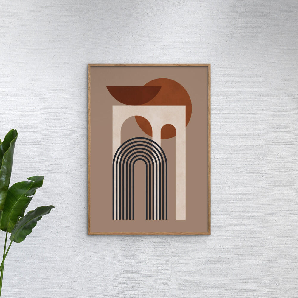 POSTER mit Rahmen Victor Costa - Geometric Composition No.3 - Eichefarben/Braun, Holz/Papier (50/70cm) - Poster&Frame