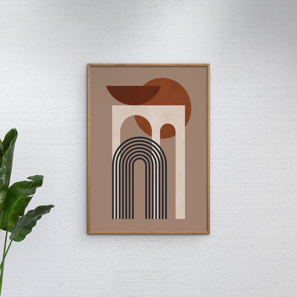 POSTER mit Rahmen Victor Costa - Geometric Composition No.3 - Eichefarben/Braun, Holz/Papier (50/70cm) - Poster&Frame