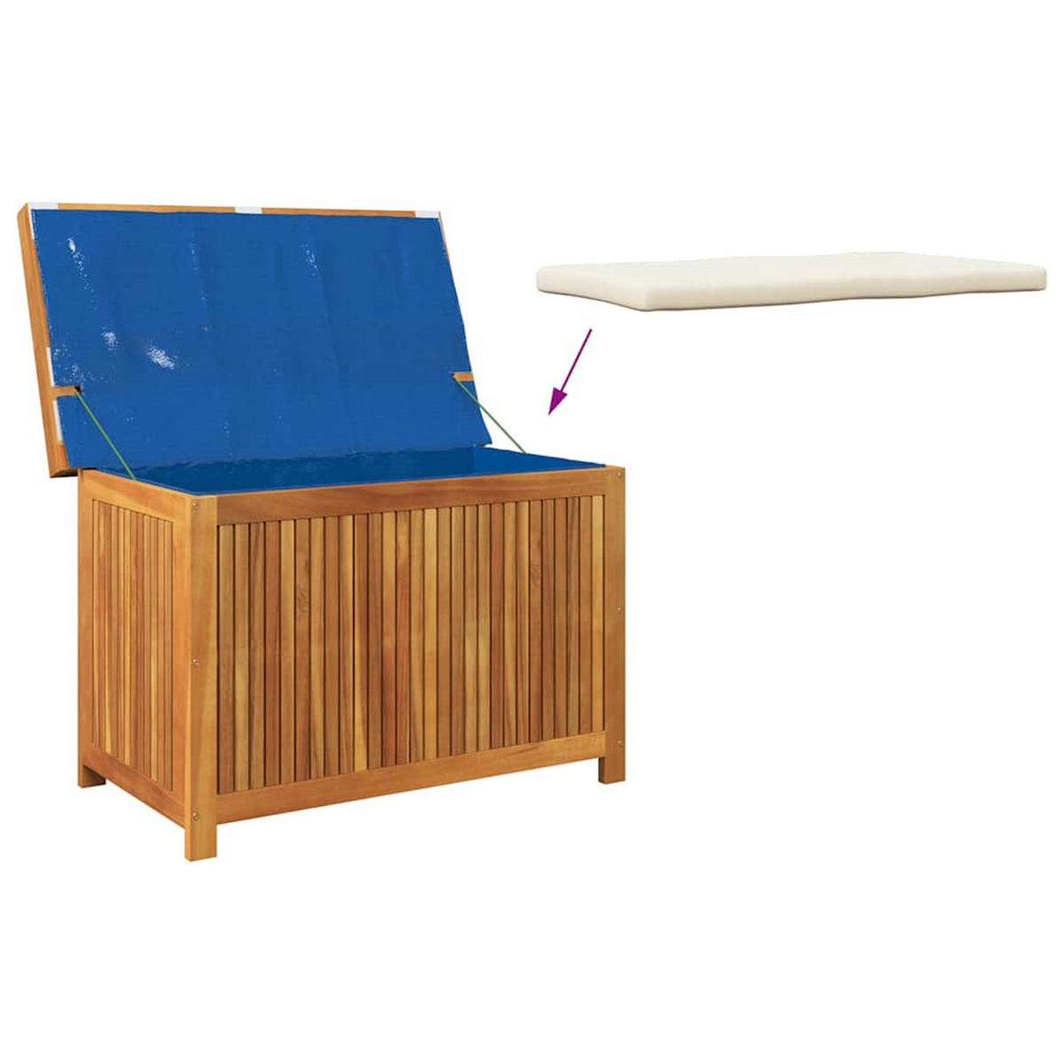 OUTDOOR-KISSENBOX 90/50/60,5 Cm Massivholz Akazie - Creme, Holz (50/60.5/90cm) - vidaXL