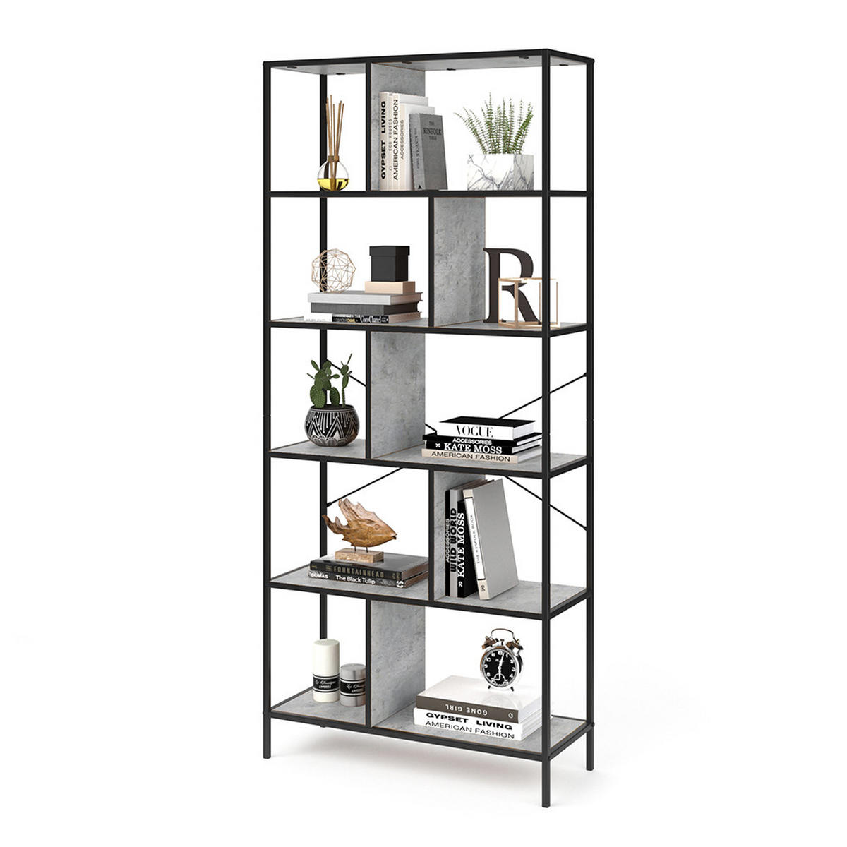 RAUMTEILER Fyrk Beton 80 x 180 cm - Grau, Holzwerkstoff (80/180/30cm) - Vicco