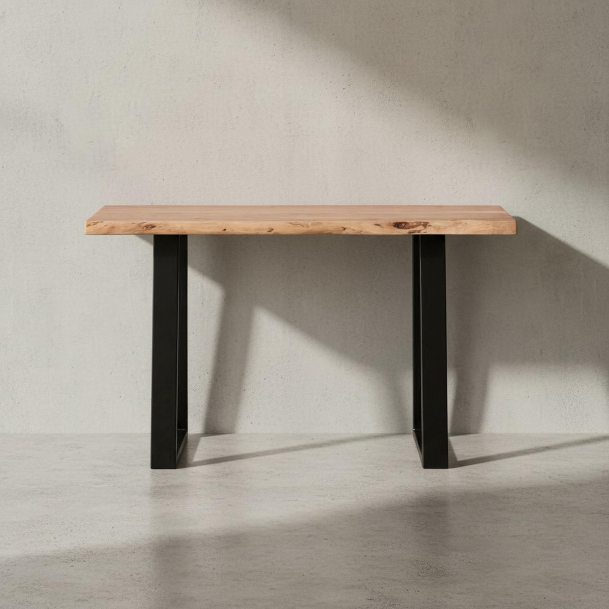 KONSOLENTISCH – Akazienholz, Landhausstil, robuste Metallfüße - Beige/Schwarz, Holz/Metall (45/120/75cm) - KADIMA DESIGN