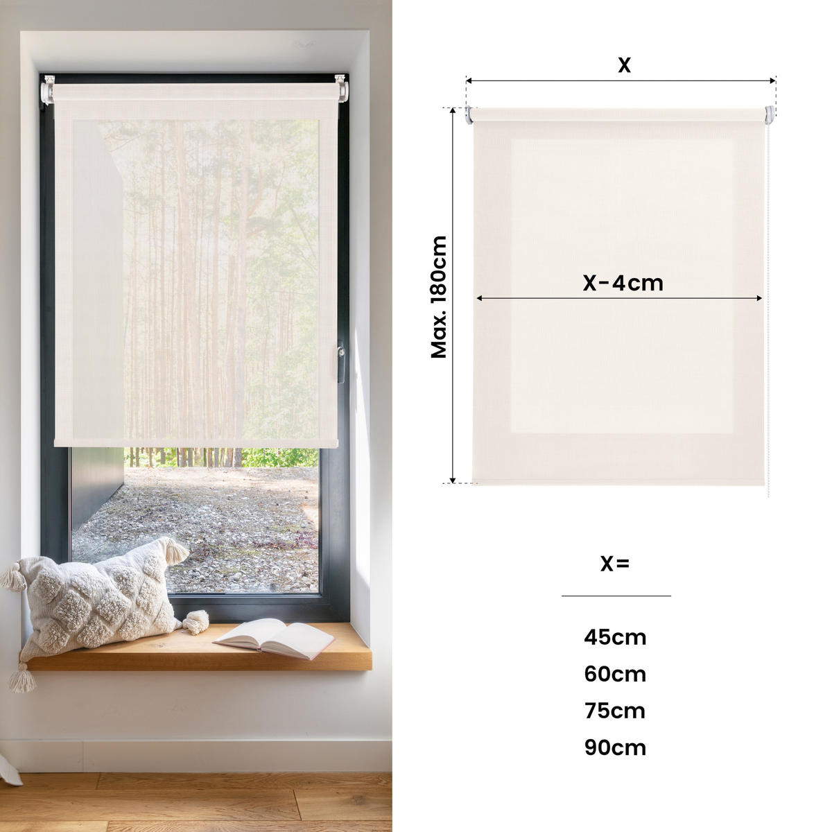 SCREEN-ROLLO without drilling 75X180 - Ecru, Kunststoff (75/180cm) - STORESDECO