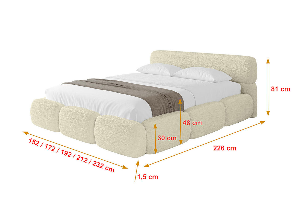 POLSTERBETT mit Bettkasten und Lattenrost, Boxbett ohne Matratze - ELVA-v1 140x200 Beige - Beige, Holzwerkstoff/Textil (140/200cm) - ALTDECOR
