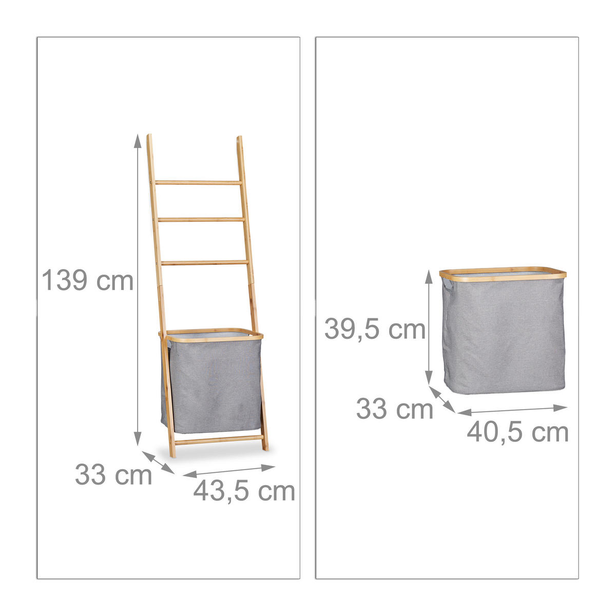 DRŽIAK na uteráky - svetlohnedá, drevo/textil (43.5/139/33cm) - Relaxdays