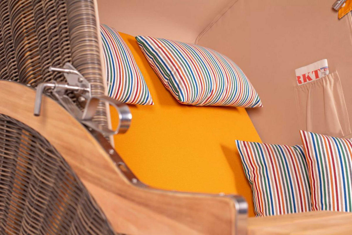 STRANDKORB SEEBLICK 2 Sitzer Teak - Gelb/Braun, Metall (125/170/80cm) - Mr. Deko