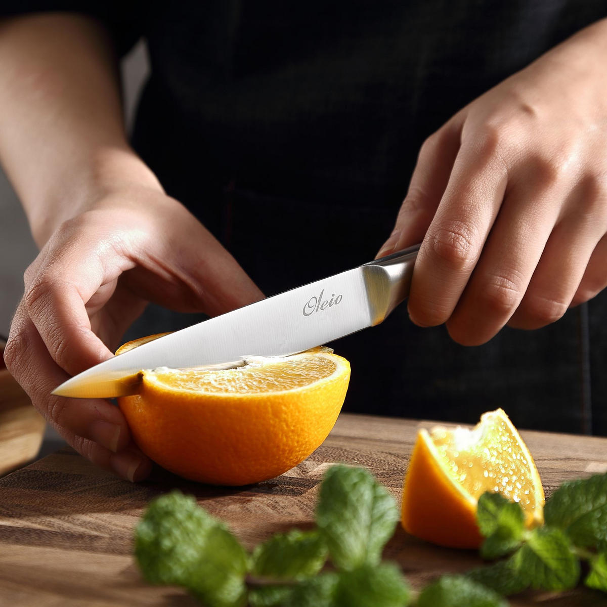 MESSERBLOCK-SET 5-TEILIG - Akaziefarben, Holz/Metall (1/1/1cm) - Oleio