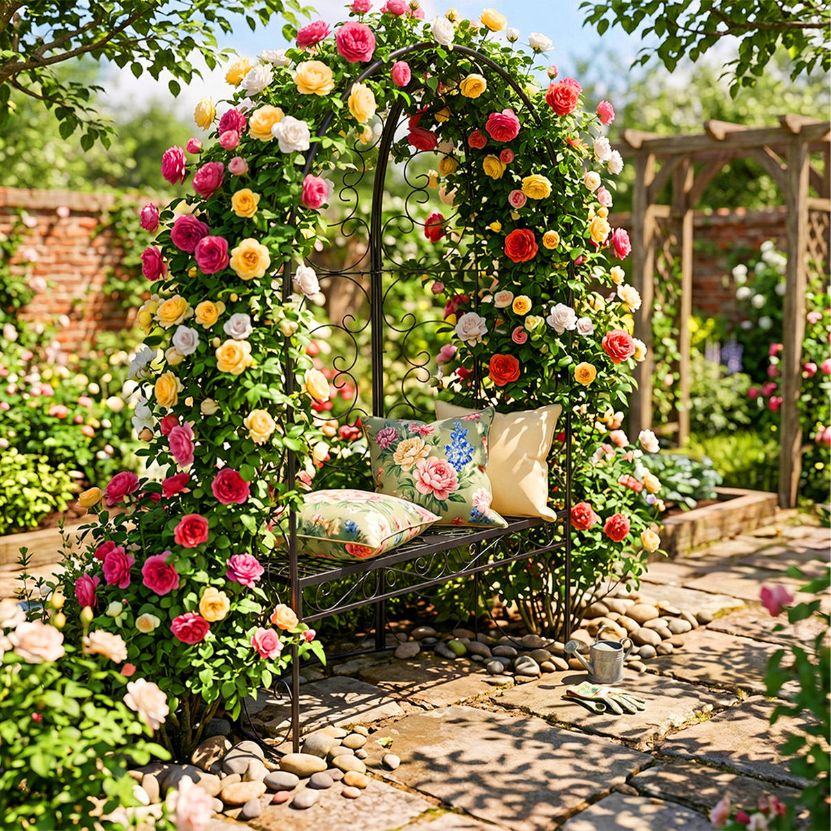 LAVIČKA s obloukem - černá, kov (120/178/58cm) - Relaxdays