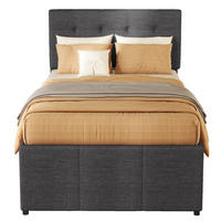 POLSTERBETT 90/200 cm Grau aus Leinen mit Ausziehbett - Grau, Textil (90/200cm) - OKMYHOME
