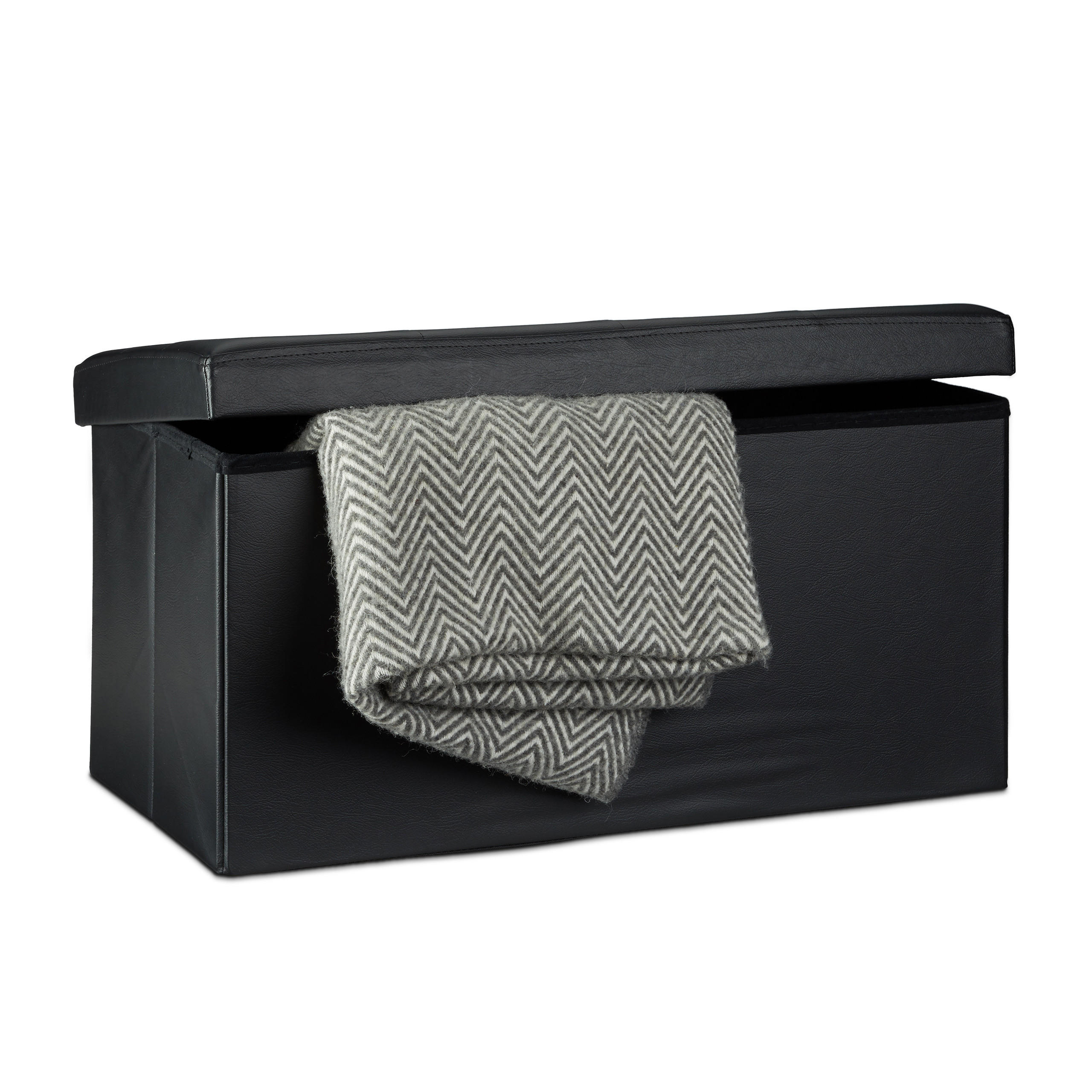 SITZBANK Stauraum - Schwarz, Holzwerkstoff/Kunststoff (38/38/76cm) - Relaxdays