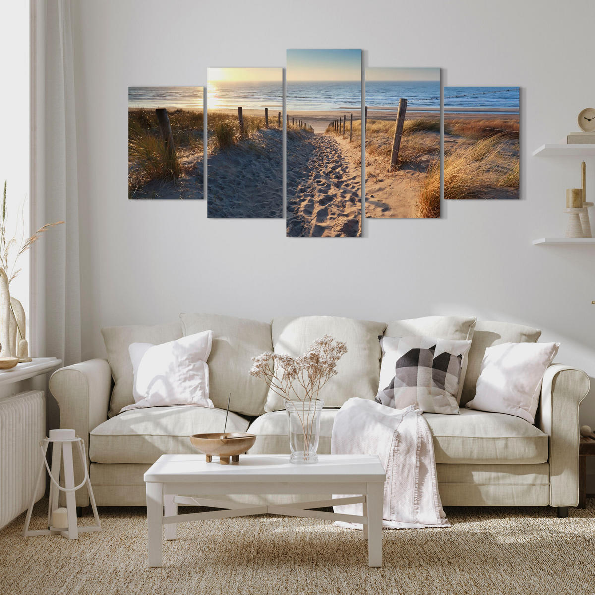 LEINWANDBILD Strand 5-tlg. 100x50 cm - Multicolor, Holz (100/50cm) - LUMASOUL